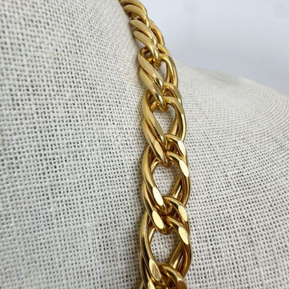 Vintage Super Chunky Gold Chain Long Necklace Mob Wife - Picture 4 of 8